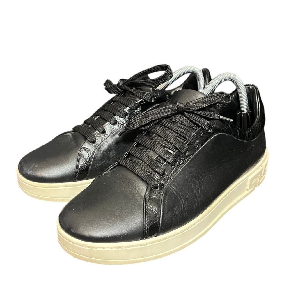 Versace Womens Low Leather Trainer Sneaker Black Shoes‎ Size 41 US 11